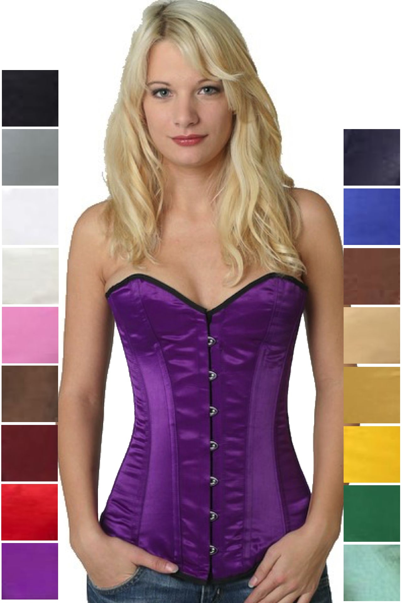 Korsett Vollbrust Violett Satin sy09