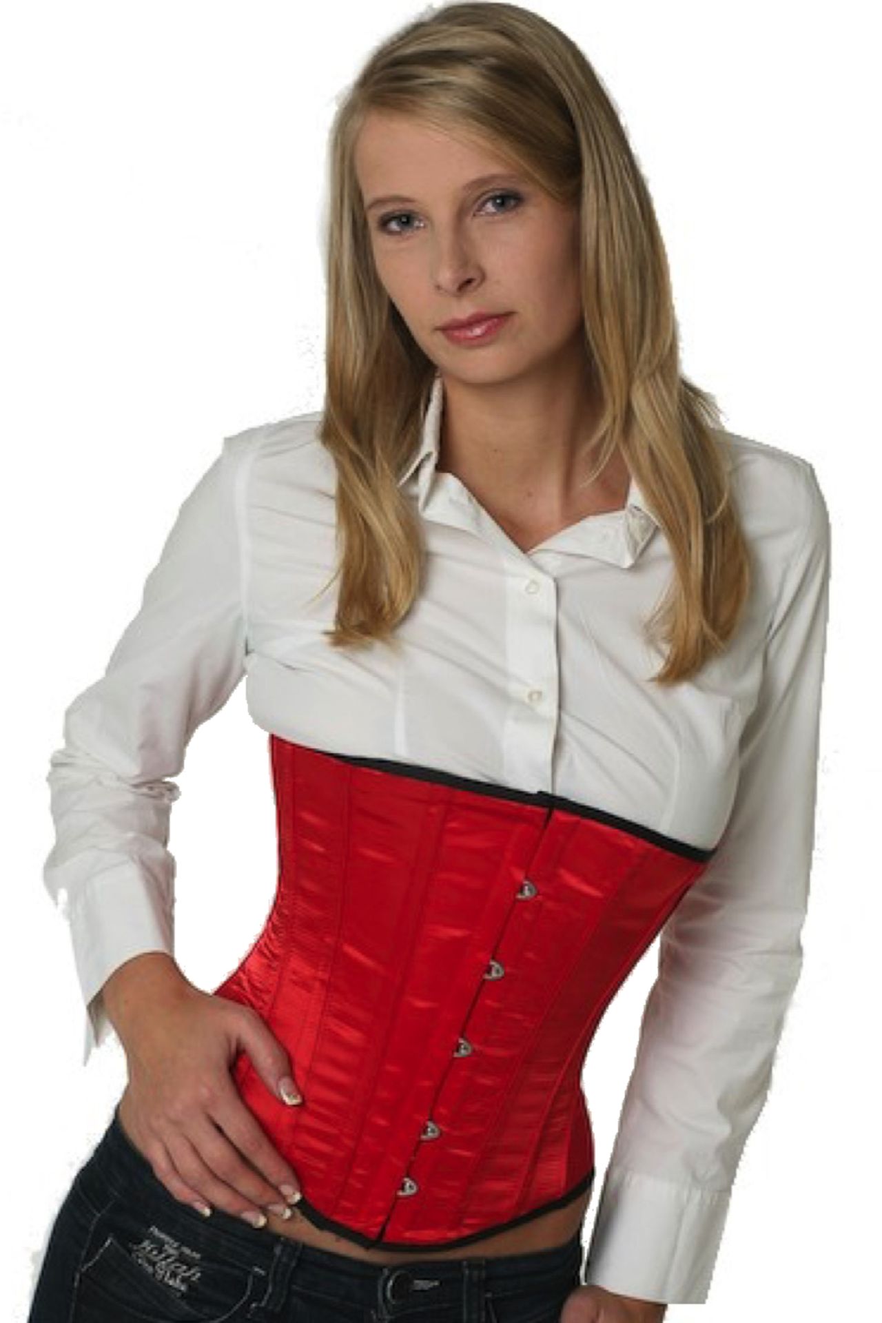 Korsett Unterbrust Satin Rot su06