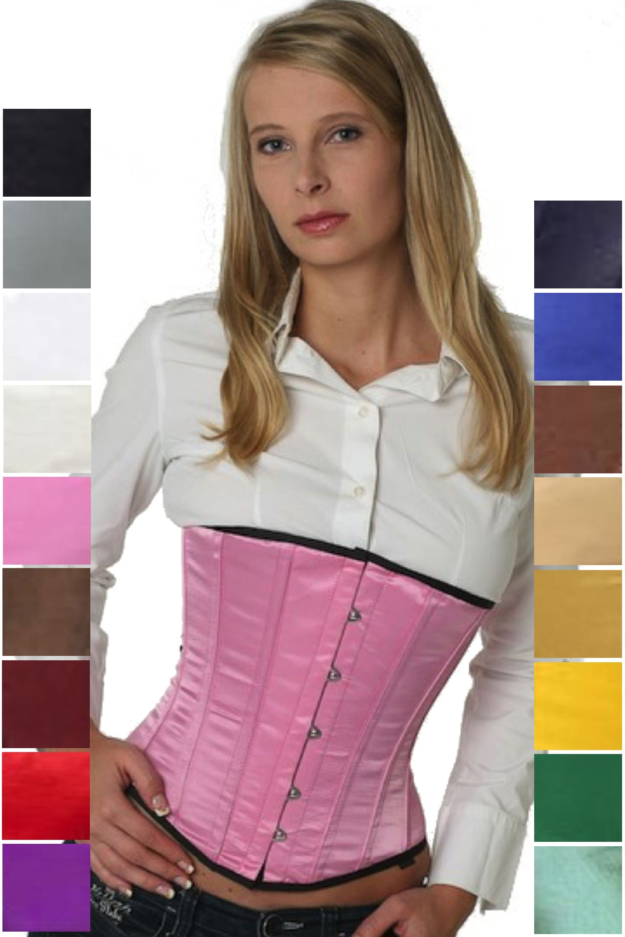 Korsett Rosa Satin Unterbrust su03