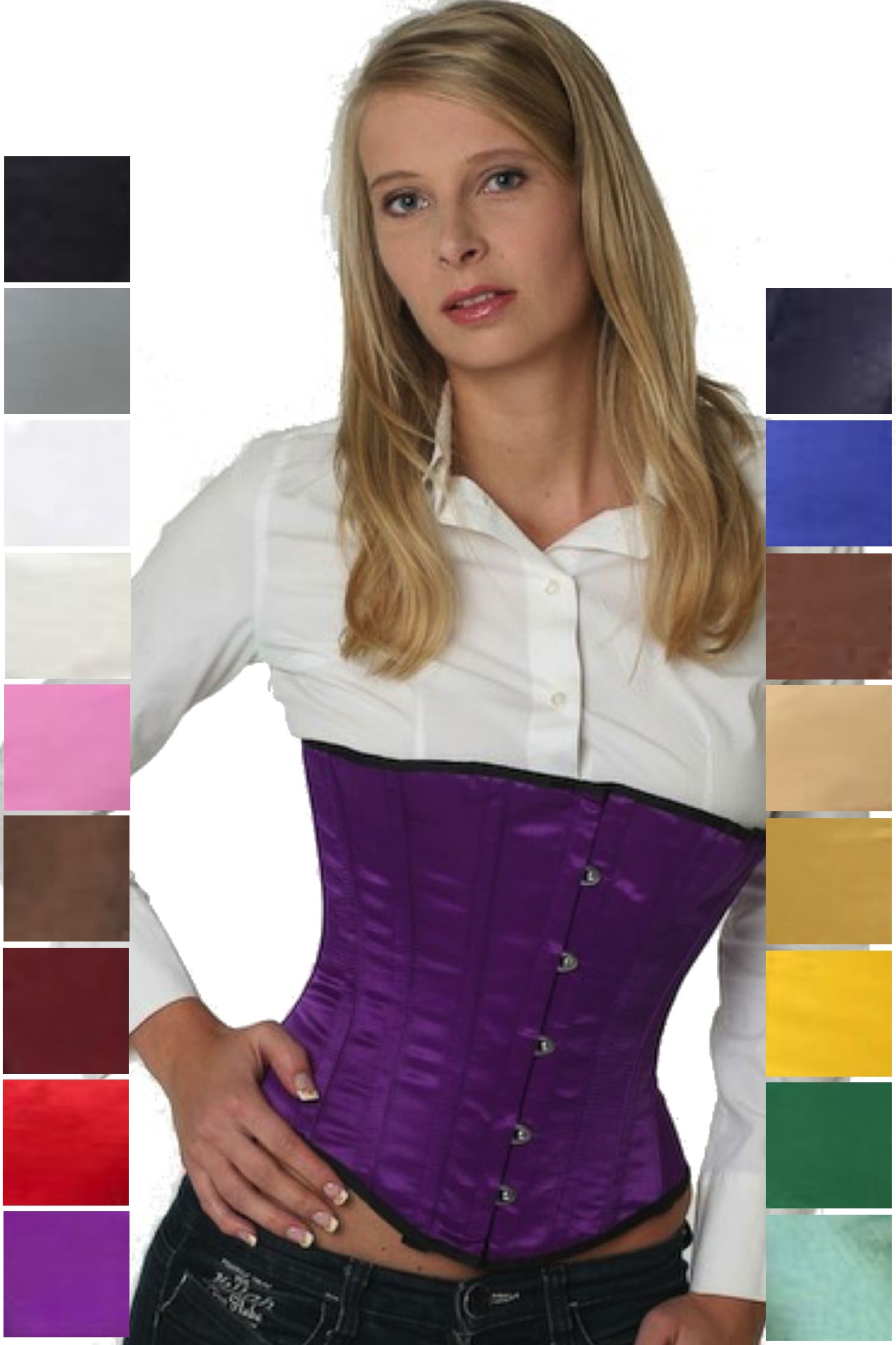 Korsett Unterbrust Satin Violett su09