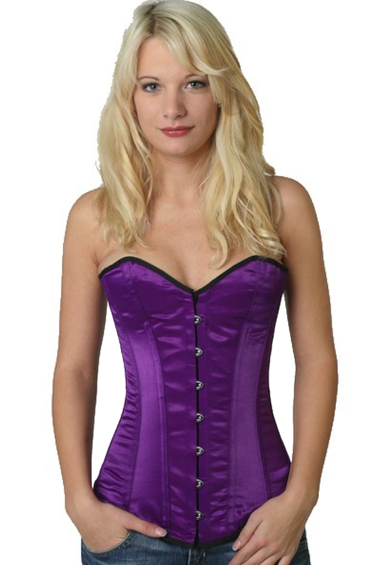 Korsett Vollbrust Violett Satin sy09